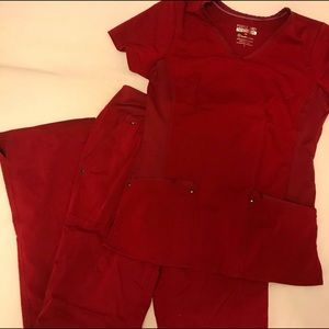 Red scrub set-Small tall-Purple Label Yoga